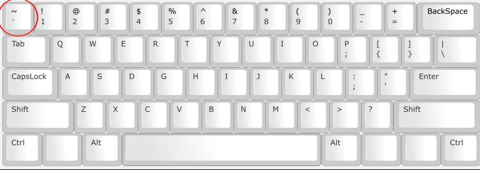 標準的な英語キーボードのレイアウト